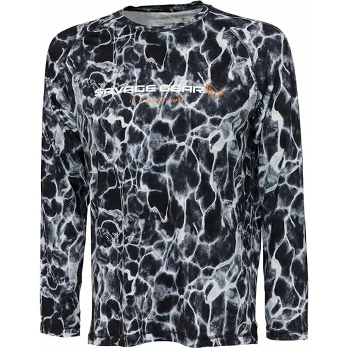 Savage Gear Majica Night UV Long Sleeve T-Shirt Black Waterprint XL