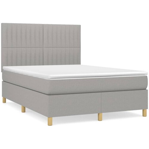 Maison Chic Box spring posteljni - Vzmetna postelja z vzmetnico svetlo siv 140x190 cm blago SL19379, (21894056) Cene