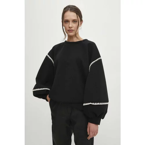 Answear Lab Bombažen pulover ženska, črna barva