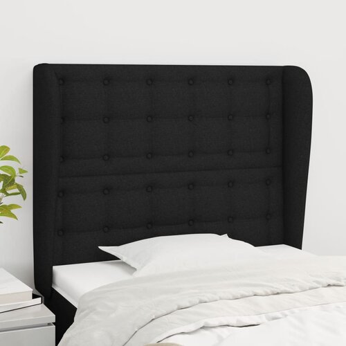  Uzglavlje s u&amp;scaron;ima crno 83 x 23 x 118/128 cm od tkanine Slike