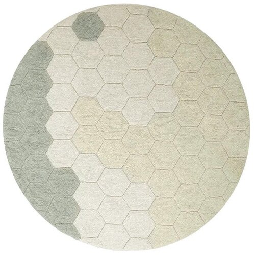 Lorena Canals Svetlo zelena pralna/ročno tkana bombažna okrogla preproga ø 140 cm Honeycomb Blue Sage – Cene
