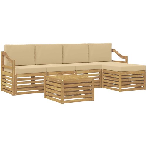 vidaXL Zunanja garnitura za sedenje 6 pcs Bela in bež Poliester, (5000281497) Cene