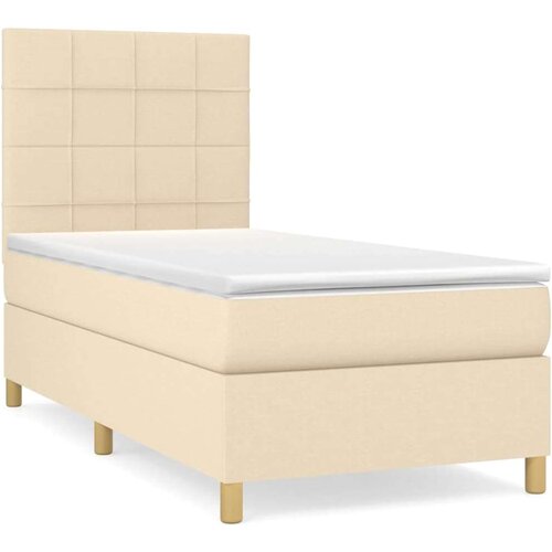 vidaXL Box spring postelja z vzmetnico krem 80x200 cm blago Cene