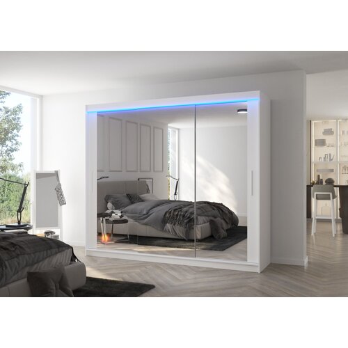ADRK Drsna omara z ogledalom in LED lujo CHESTER 250 - BELA Cene
