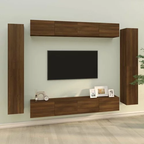  Komplet TV omaric 8-delni rjav hrast konstruiran les, (20913702)