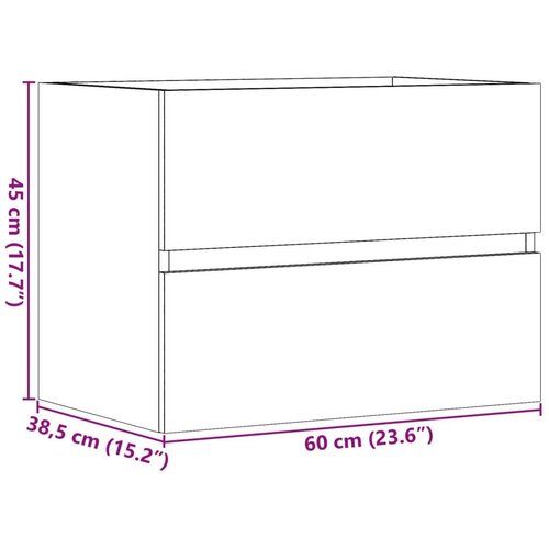 vidaXL Kupaonski ormarić boja hrasta 60x38,5x45 cm konstruirano drvo Cijene