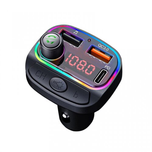  Bluetooth FM RGB Transmiter C14 QC3.0+PD crni Cene