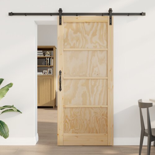 vidaXL Drsna vrata s kompletom strojne opreme 86x198,5 cm Masivna lesena smreka Cene