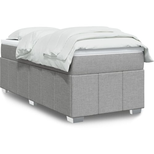 vidaXL Okvir kreveta s oprugama i madrac svjetlosivi 90x200cm tkanina | shoptok.hr