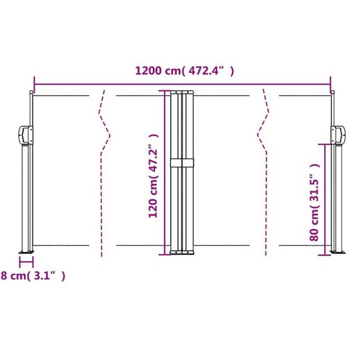  Bočna tenda na uvlačenje bijela 120x1200 cm Slike