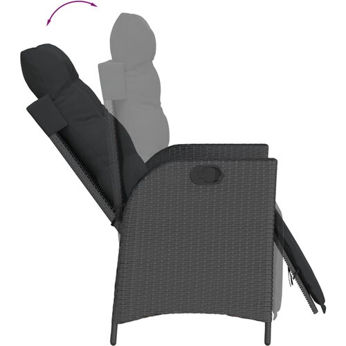  9-dijelni vrtni blagovaonski set s jastucima crni od poliratana Crna Dužina stola 190 cm Slike