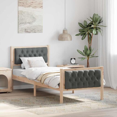  Krevetna konstrukcija Tamno siva 75 x 190 cm Čvrsto borovo drvo Cene