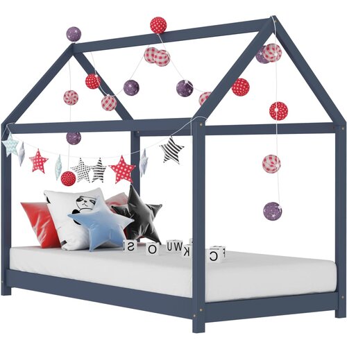 VidaXL Okvir za dječji krevet od masivne borovine sivi 70 x 140 cm Slike