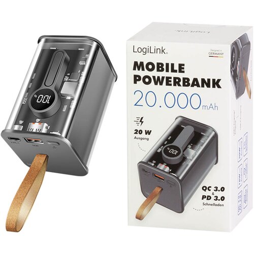Logilink Power bank 20000 mAh, 1x USB-A, 1x USB-C, sa zaslonom, PD &amp, QC, transp. PA0307 aku-pack 20000 mAh Li-Ion prozirna Cijene