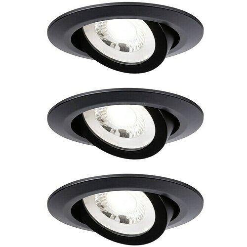 PAULMANN Set okruglih ugradbenih LED svjetiljki (6 W, Crna mat, 3 Kom., Topla bijela) Slike