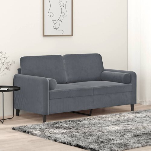 vidaXL Kavč dvosed z okrasnimi blazinami temno siv 140 cm žamet Cene