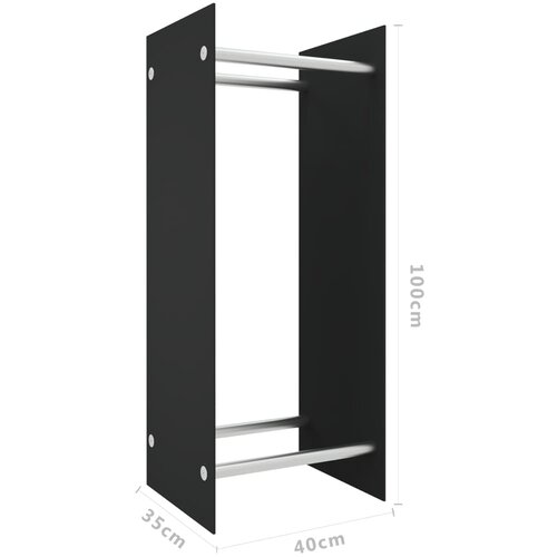  Stalak za drva za ogrjev crni 40 x 35 x 100 cm kaljeno staklo Slike