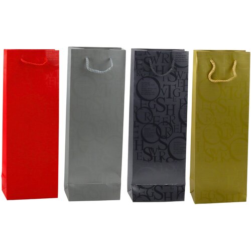  Wine Bottle Gift Bag Pattern With Inscriptions 35 x 12 x 9 cm Slike