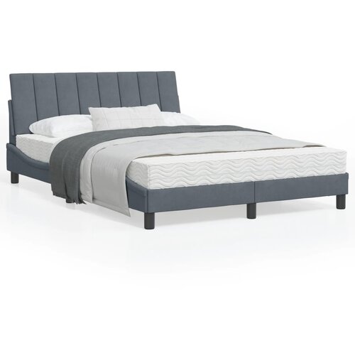 VidaXL Posteljni okvir z vzglavjem temno siv 140x190 cm žamet Slike