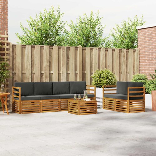  Set vanjskih sofa 7 pcs Prirodna i antracit Čvrsto drvo akacije Cene