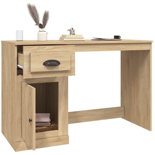  Radni stol s ladicom boja hrasta 115x50x75 cm konstruirano drvo Slike