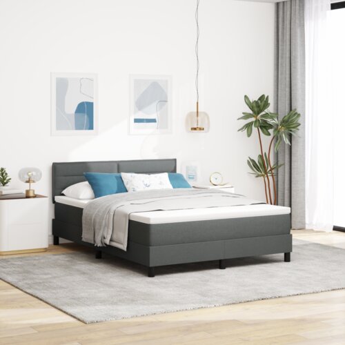 vidaXL Postelja z Box Springom z Vzmetnico Temno Siva 160x200 cm Tkanina Cene