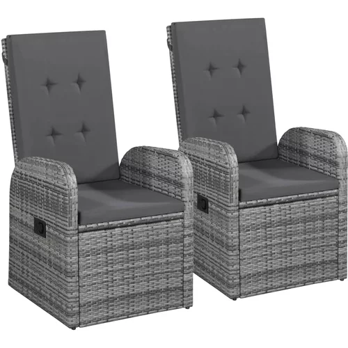  Nagibne vrtne stolice od poliratana s jastucima 2 kom sive
