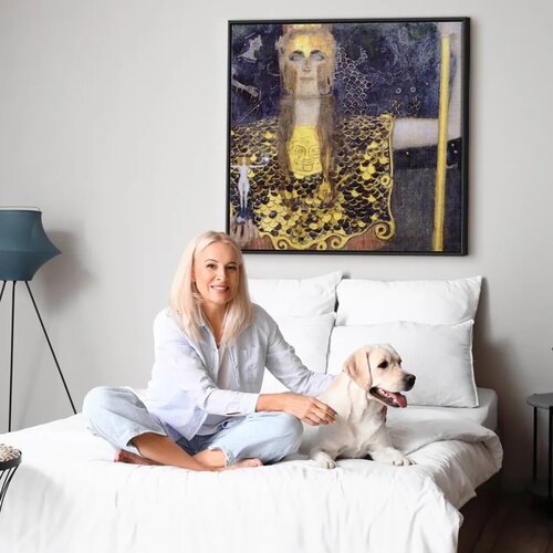  Slika - Gustav Klimt &amp;ndash; Pallas Athene 80x80 U crnom drvenom okviru Slike