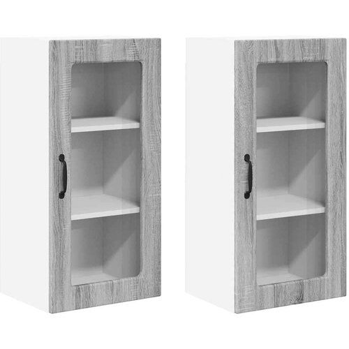 VidaXL zidni kuhinjski ormarić zidne 2 pcs siva sonoma 40 x 31 x 80 cm Slike