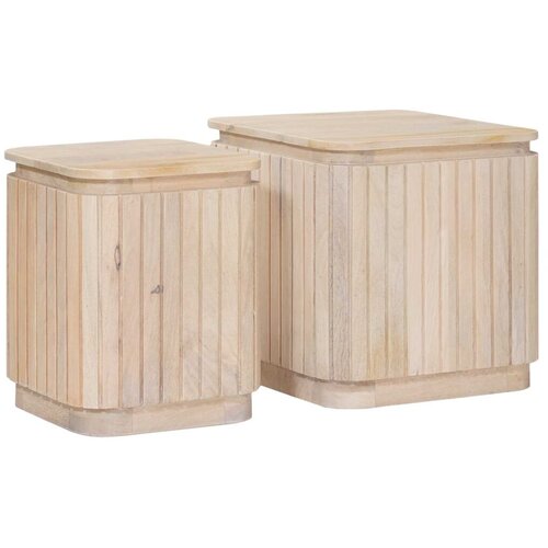  Set ručno rađenih bočnih stolova 2 kom. Bijela 45 x 45 x 45 cm Slike
