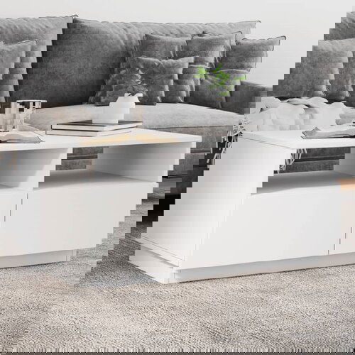 VidaXL Stolić za kavu s LED svjetlima bijeli 90x49x40 cm Slike