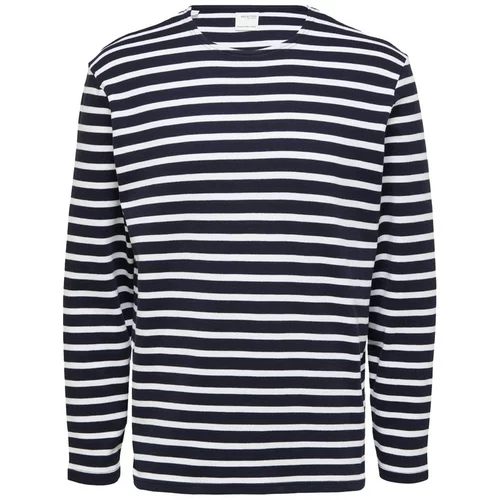 Selected Majice & Polo majice Noos Briac Stripe L/S T-Shirt - Navy Blazer Modra