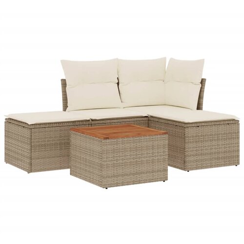  5-dijelni vrtni set sofa s jastucima bež od poliratana 55 x 55 x 37 cm Slike