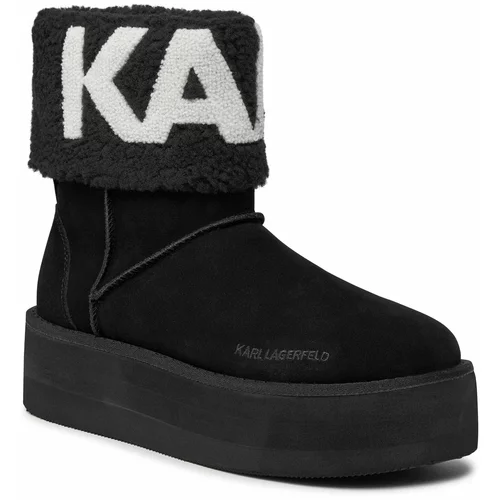 Karl Lagerfeld Škornji KL48552 Black Suede & Textile