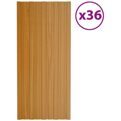 Krovni paneli 36 kom od pocinčanog čelika boja drva 100 x 45 cm Slike