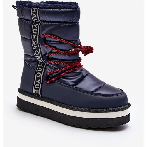 Kesi Women's snow boots with laces, dark blue Lilara