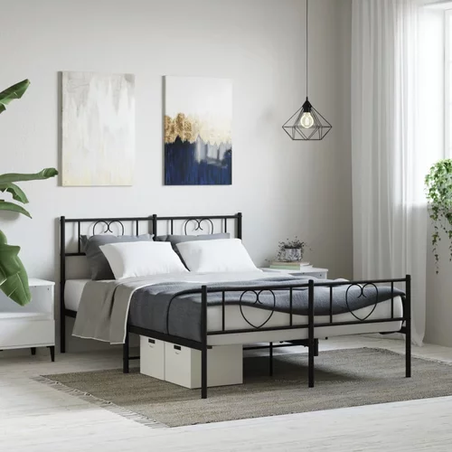 Metalni okvir kreveta uzglavlje i podnožje crni 120x200 cm