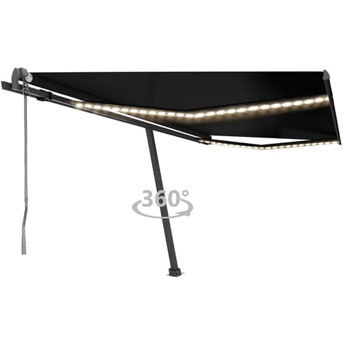 vidaXL avtomatska tenda led + senzor 450x300 cm antracitna Cene