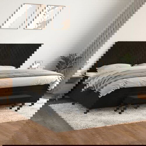 VidaXL Box spring postelja z vzmetnico črna 200x200 cm žamet Slike