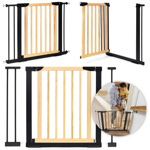 ECO TOYS Sigurnosna ograda, 74-100 cm, za stepenice i vrata, metal i drvo, dodatni paneli, Cijene