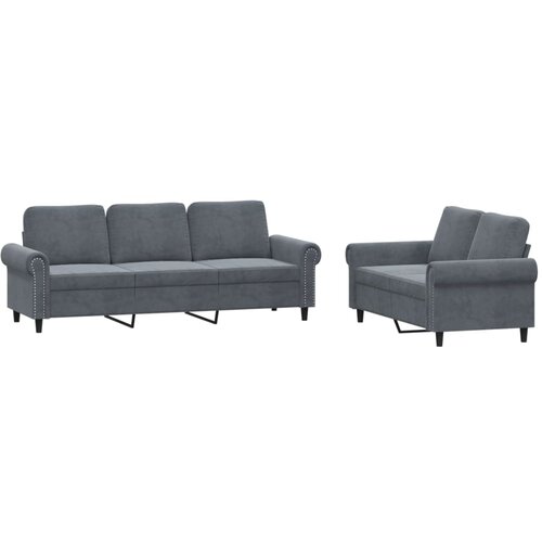 VidaXL 2-dijelni set sofa s jastucima tamnosivi bar&amp;scaron;unasti Slike