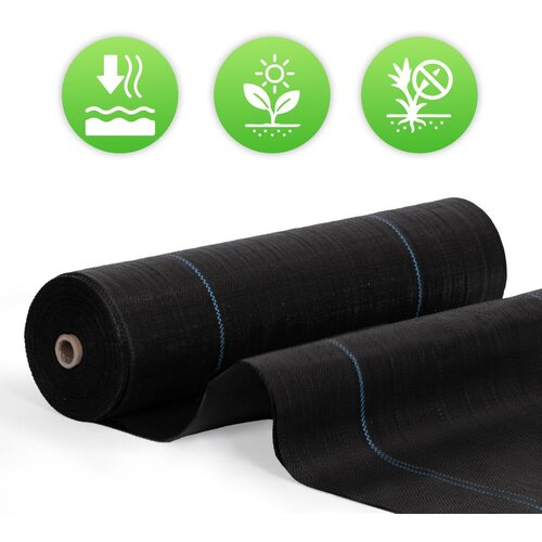 Multi Garden crna UV-otporna agrotekstilna tkanina 150 g/m&amp;sup2; protiv korova 1,6 &amp;times; 20 m, s klinovima Slike