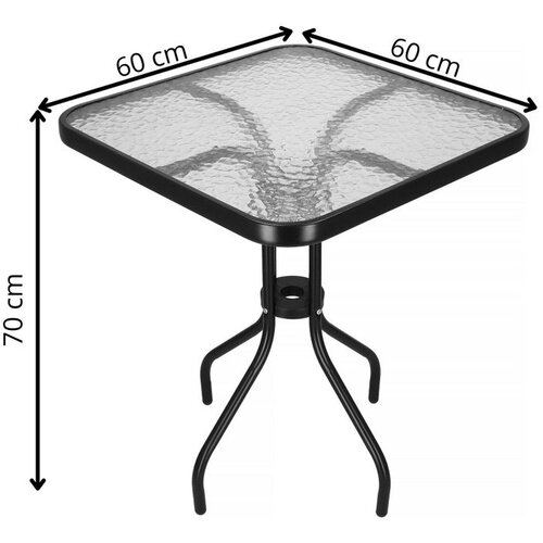 springos stakleni kvadratni vrtni stol, crni 60 x 60 cm Cijene