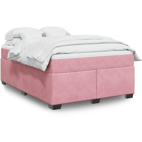 VidaXL Box spring postelja z vzmetnico roza 140x190 cm žamet Slike