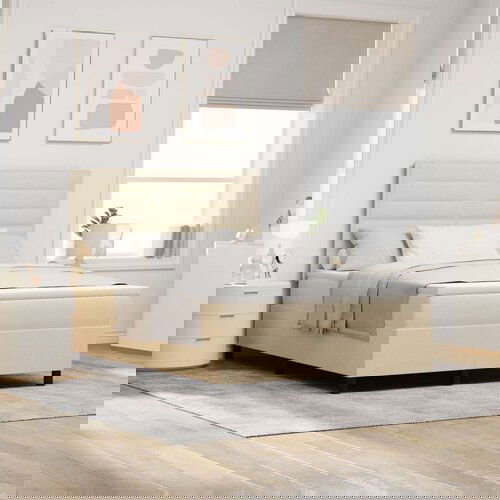  Posteljni okvir z vzmetnico Bež Blago 160 x 200 cm, (22067057) Slike