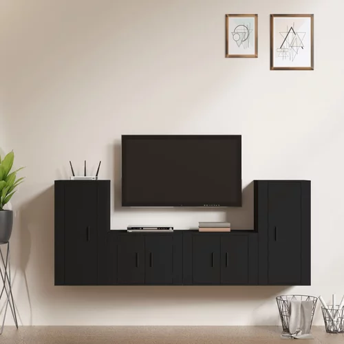  4-dijelni set TV ormarića crni od konstruiranog drva