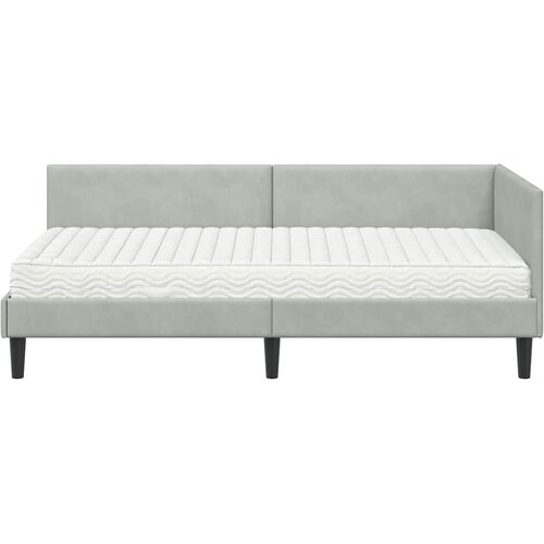  Kutni krevetni okvir s madracem 2 kom. Svjetlosiva 100 x 200 cm Slike