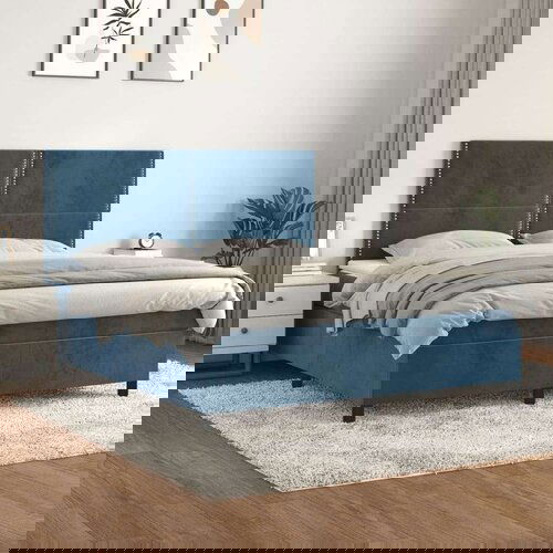  Krevet s oprugama i madracem tamnoplavi 160x200 cm baršunasti Cene