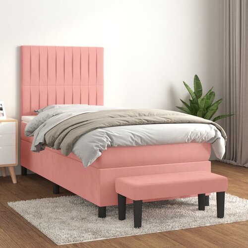 Box spring krevet s madracem ružičasti 90x190 cm bar&amp;scaron;unasti Slike