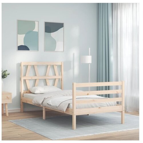 VidaXL Okvir kreveta s uzglavljem 2FT6 mali jednokrevetni masivno drvo Slike